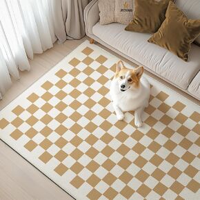Checkered 5x7 Rug, Sage Green Checkerboard Modern Washable Foldable Large Area Rugs for Living Room, Low Pile Ultra-Thin Non-Slip Indoor Doormat Carpet for Office Bedroom Diningroom Classroom