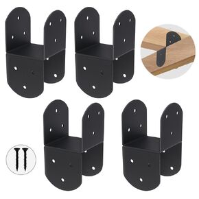 4 Pcs 4"x 4" Deck Post Caps Tie Brackets ,Ineer Size(3.6"x 3.6") 14 Gauge Post Base Steel Post Anchor Connector Support Fence Post Brackets for Posts to Wood