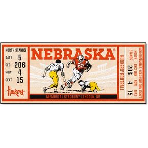 FANMATS 23158 NCAA - University of Nebraska Ticket Runner Rug - 30in. x 72in.