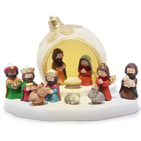 Hodao Resin Nativity Set - 12-Piece Figurine Scene, 7.1" L Holy Family Nativity Set for Christmas Decorations, Perfect for Xmas Party, Home Decor & Gifts