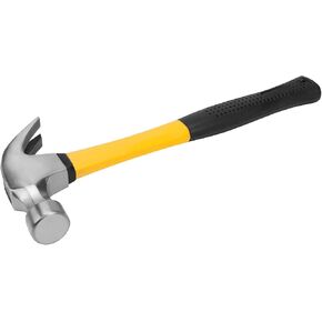 Performance Tool 1529 12 oz Fiber Glass Claw Hammer Heavy Duty Construction Shock Resistant Rubberized Non Slip Handle for Contractors, General Laborers, Automotive Mechanics, Household Maintenance