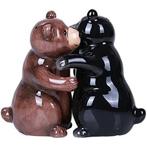 Pacific Giftware Hugging Bears Magnetic Ceramic Salt and Pepper Shakers Set