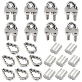 BokWin 60Pcs M6 1/4 inch Wire Cable Clamps 304 Stainless Steel Wire Rope Cable Clip