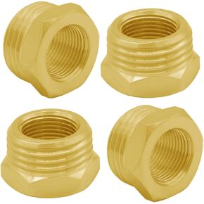 Joywayus 4PCS 1/2 G Male to 3/8 Compression Female Thread Bushing Pipe Fitting, Brass Reducer Faucet Connector Water Hose Adapter, Supply Line Adapter for RV Kitchen Bathroom Plumbing