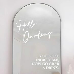 2Pcs Wedding Mirror Decal Hello Darling Mirror Vinyl Sticker Letters Entry Welcome Sign for Backdrop Party Glass Window Marriage Decor