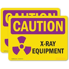 (2 Pack) X-Ray Equipment OSHA Caution Radiation Sign 7 Inch X 5 Inch Vinyl Label Decal Sticker Weather Resistant, UV Protected for Workplace, Business, and Construction Site, Made in the USA