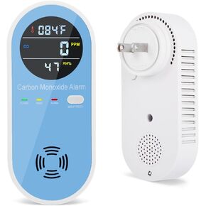 Travel Carbon Monoxide Detectors, AC Plug-in Carbon Monoxide Detector with LCD Digital Display, 3-in-1 CO Leak Detector, CO Alarm with Light & Voice Waring for Home (1 Pack)