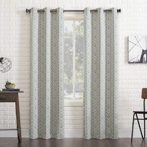 Sun Zero Kenwood Chevron Blackout Grommet Curtain Panel, 40" x 63", Stone
