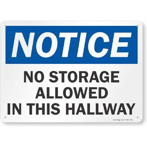 SmartSign - S-5845-PL-14 "Notice - No Storage Allowed in this Hallway" Sign | 10" x 14" Plastic