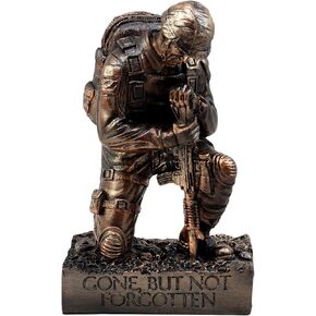 Ebros Gift Battlefield Kneeling Soldier Statue 8.5" H Honor & Valor Military Combat Unit Brother in Arms Figurine Gone But Not Forgotten