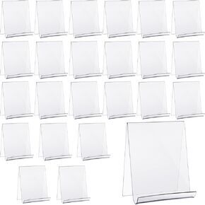 24 Pcs Acrylic Book Stand with Ledge Clear Large Book Holder Transparent Display Stand Easel Stand Plate for CD, Album, Artworks, Magazine, Books, Pictures, Books, Tablet Holder