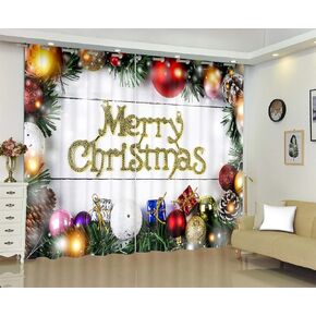 Merry Christmas Curtains for Living Room Bedroom,Christmas Ball Gifts Festival Home Decor,Xmas Grommet Window Curtain Drapes,Bedroom Draperies
