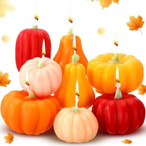 8 Pcs Fall Candles Thanksgiving Pumpkin Shaped Candle Soy Scented Candles Fall Themed Pumpkin Tealight Candles Handmade Wax Thanksgiving Table Decor Fall Candles Thanksgiving Autumn Party