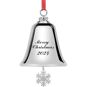 Bell Silver Bells Christmas Decorations, 2023 Bell Ornaments for Christmas Tree, Xmas Tree Carving Christmas Bells with Ribbon & Gift Box, Christmas Ornaments, Gifts for Kids