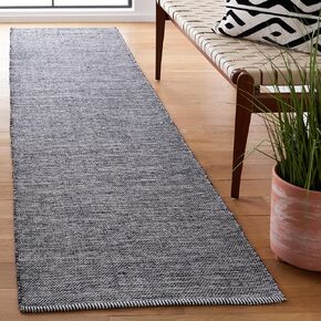 SAFAVIEH Montauk Collection Runner Rug - 2'3" x 9', Black & Ivory, Flat Weave Farmhouse Boho Cotton Design, Easy Care, Ideal for High Traffic Areas in Living Room, Bedroom (MTK701Z)
