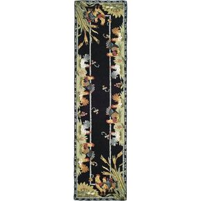 SAFAVIEH Chelsea Collection Runner Rug - 2'6" x 8', Black, Hand-Hooked French Country Wool, Ideal for High Traffic Areas in Living Room, Bedroom (HK56B)