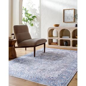Livabliss Georgina Vintage Medallion Washable Runner Area Rug,2'7" x 7'3", Dark Blue