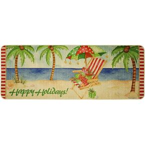 Morning View Christmas Doormat Holiday Door Mats Decorative Tropical Welcome Mat Outdoor Indoor Extra Long Entrance Front Door Winter Seasonal Floor Mats Xmas Entryway Rugs for Kitchen 18X47 Inch