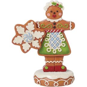 Enesco Jim Shore Heartwood Creek Gingerbread Christmas Girl Figurine- Stone Resin Hand Painted Crafted Collectible Figurines Christmas Home Decor Statue, 4.62 Inch