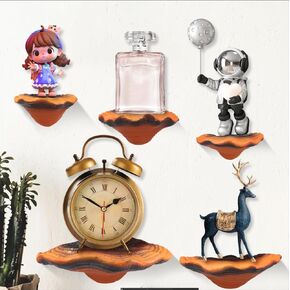 5Pcs Mushroom Floating Shelves Reishi Shaped Mushroom Shelf Wall Decor Cute Resin Mushroom Hanging Shelf for Bedroom Cottage Core Corner Wall Decor Gecko Reptile Tank Accessories, 1