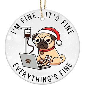 34HD Gifts for Christmas, Tuxedo Cat Christmas Ornament Ceramic 2-Side Printed, Black Cat for Men Women, Christmas Hanging Decorations in Kuwait