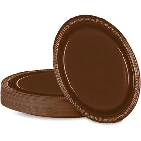 Vibrant Round Chocolate Brown Plastic Plates - 7" (Pack of 20) - Premium Quality Design, Ideal for Any Event or Party