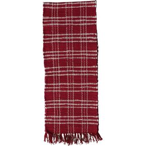 Creative Co-Op Plaid Hand-Woven Cotton Chindi Table Runner with Fringe, Red and White