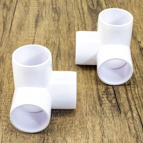 2PCS 2 Inch SCH40 3 Way PVC Connector Elbow Pipe Fitting Coupling White Socket x Socket for Furniture DIY