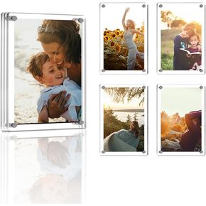 6 Pack Acrylic Fridge Magnetic Frame with 8 Strong Magnets, Clear Magnetic Acrylic Frames for Mini photos, 2.36×3.54 inch, Double Sided Magnet Photo Frame for Refrigerator, Photo Board, Locker.