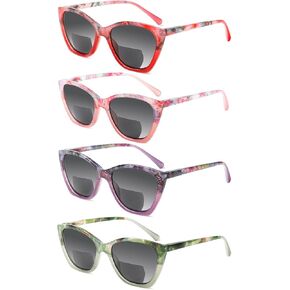 نظارات شمسية للقراءة ثنائية البؤرة من SIGVAN مكونة من 4 قطع للنساء بمفصلات ربيعية للاستخدام الخارجي ونظارات شمسية للسيدات ثنائية البؤرة in Kuwait