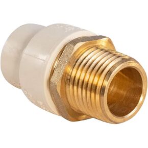 CSDQN300 Male x CPVC Adapter Transition Pipe Fitting Durable Over Molded One-Piece Design 1 in. No Lead Brass, 1 in