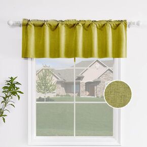 Luvyohmee Sage Green Valances for Windows - Blackout Valances for Living Room, Faux Linen Valance Curtains for Bedroom/Kitchen/Bathroom/Cafe/Basement, 1 Panel Rod Pocket 52" x 18"