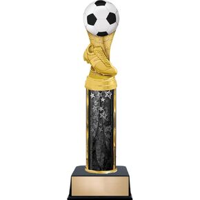 Customizable 11" Soccer Color Black Star Trophy Award, Engrave Now