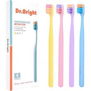 Soft Toothbrush with 10000 Bristles, Extra Soft Toothbrushes for Adults, for Sensitive Teeth and Receding Gums, Tooth Brush, Individual Packaging, 4 Pack