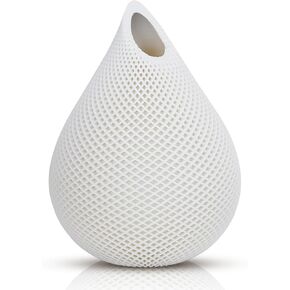 Small Vase for Flowers, Vase for Small Bunches, Round Vase for Home Decor Table Centerpieces, for Friends and Family, Christmas, Wedding, Bridal Shower (White)