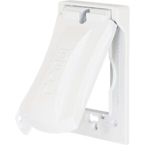 Hubbell-Bell MX1050W 1-Gang Weatherproof Universal Metal Flip Cover, Vertical/Horizontal 12-in-1, White