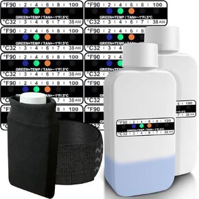 Urine Test Complete Kit-2 Portable 3oz Empty Bottles, 1 Pcs Oxford Pouch Hi-Stretch Hidden Leg Straps,10 Adhesive Temperature Urine Test Strips for Urinalysis