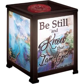 Elanze Designs Be Still and Know Inspirational Black Metal Electrical Wax Tart & Oil Glass Lantern Warmer