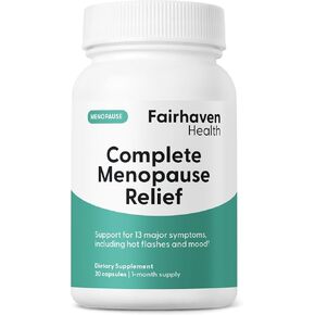 Fairhaven Health Complete Menopause Relief | Nonhormonal Menopause Symptom Relief | Relief from Hot Flashes, Night Sweats, Sleep Disturbances, & More | Gluten, Dairy, Soy Free | Non-GMO | 30 Capsules
