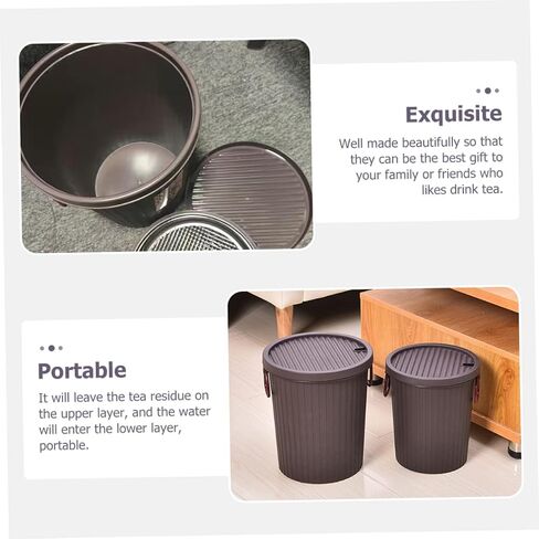 LIFKOME Tea Dregs Drainage Bucket Waste Basket for Office Desk Garbage Can Bins with Lids Rubbish Container Tea Dregs Trash Can Tea Dregs Bucket Household Cleaning Tool Trash Can with Lid in Saudi Arabia
