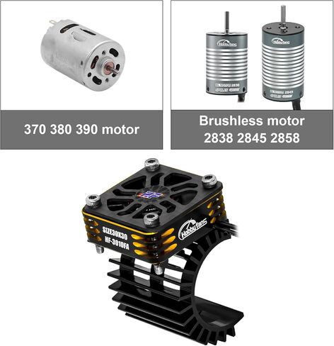 هواية المشجعين RC موتور بالوعة الحرارة مع مروحة تبريد 5V تناسب 370 380 390 2838 2858 2845 حجم فرش السيارات محرك المحرك المبرد ل 1/14 1/16 1/18 RC سيارة شاحنة عربات التي تجرها الدواب الزاحف in Kuwait