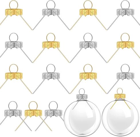 Round Christmas Ornament Cap Replacement Ornament Hangers Gold Christmas Ornament Cap Sliver Christmas Hangers Caps for Christmas Tree Ceramic Glass Porcelain Top Hanging Ornaments(50 Pieces) in Kuwait