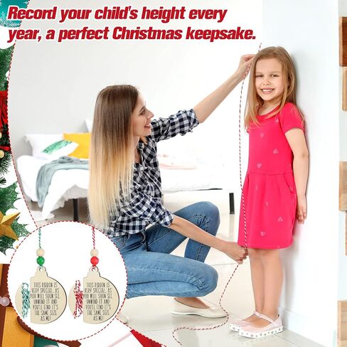 24 Pcs Height Ribbon Ornament Christmas Child Kids 2024 Personalized Growth Measurement Keepsake Ornament Wooden Hanging Christmas Tree Keepsake Classroom Gifts Bulk Xmas Stocking Stuffers in Kuwait