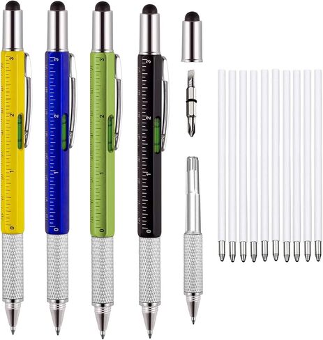 4 Pcs Multitool Pen Gifts for Men, 6 in 1 Cool Gadget with Ruler, Level, Screwdriver, Stylus, Ballpoint Pen, Unique Gift for Christmas, Father's Day, Valentine, Birthday in Saudi Arabia