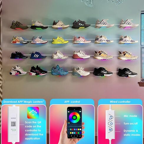 Forzacx LED Floating Shoe Display 5-Pack with Remote and App Controls, Music Sync Color Changing Shoe Wall Shelf, RGB Color Changing Floating Shoe Shelves, Display Your Top Shoes in Saudi Arabia