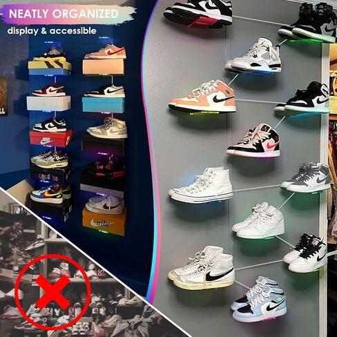 Forzacx LED Floating Shoe Display 5-Pack with Remote and App Controls, Music Sync Color Changing Shoe Wall Shelf, RGB Color Changing Floating Shoe Shelves, Display Your Top Shoes in Saudi Arabia