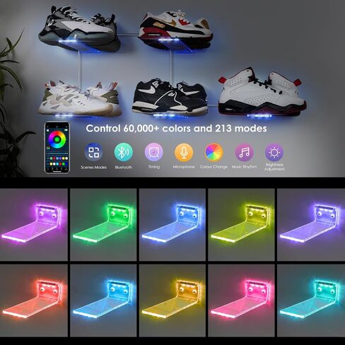 Forzacx LED Floating Shoe Display 5-Pack with Remote and App Controls, Music Sync Color Changing Shoe Wall Shelf, RGB Color Changing Floating Shoe Shelves, Display Your Top Shoes in Saudi Arabia