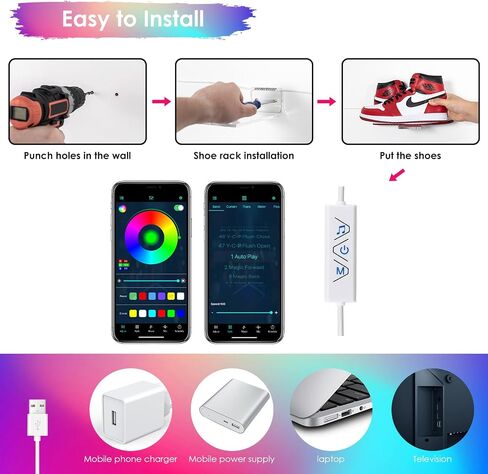 Forzacx LED Floating Shoe Display 5-Pack with Remote and App Controls, Music Sync Color Changing Shoe Wall Shelf, RGB Color Changing Floating Shoe Shelves, Display Your Top Shoes in Saudi Arabia