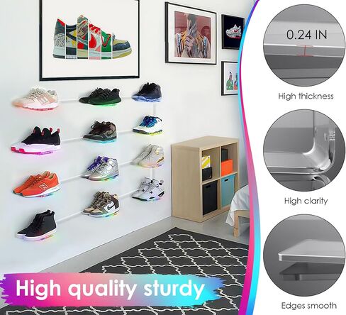 Forzacx LED Floating Shoe Display 5-Pack with Remote and App Controls, Music Sync Color Changing Shoe Wall Shelf, RGB Color Changing Floating Shoe Shelves, Display Your Top Shoes in Saudi Arabia
