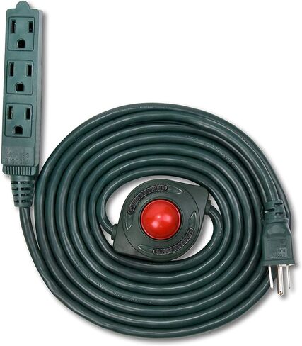 8 Feet 3 Grounded Outlets Extension Cord with Hand/Foot Switch and Light Indicator, 16/3, Green, UL Listed (1) in Saudi Arabia